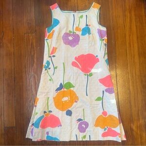 Vtg Tori Richard Hawaiian Sleeveless Cotton A-Line Dress Neon floral 60s Pop Art